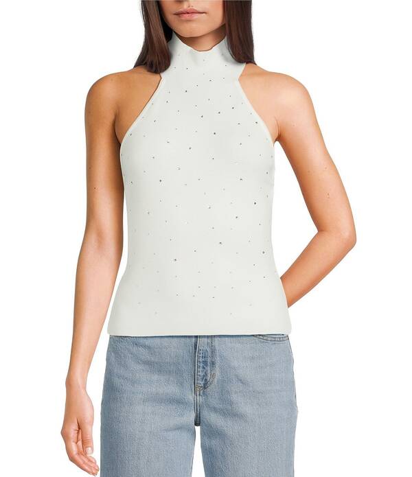 ゲス レディース トップス ティーシャツ ティーシャツ ノースリーブ Guess Minara Sleeveless Rhinestone Detailed Sweater Top Natural