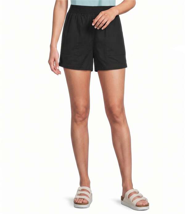 ハーレー レディース ボトムス 二分の一ズボン下・さる股引き 遊撃手ズボン下 シャーリング Hurley Beach Club Solid Pull-On Patch Pocket Smocked Shorts Black 黒いこと