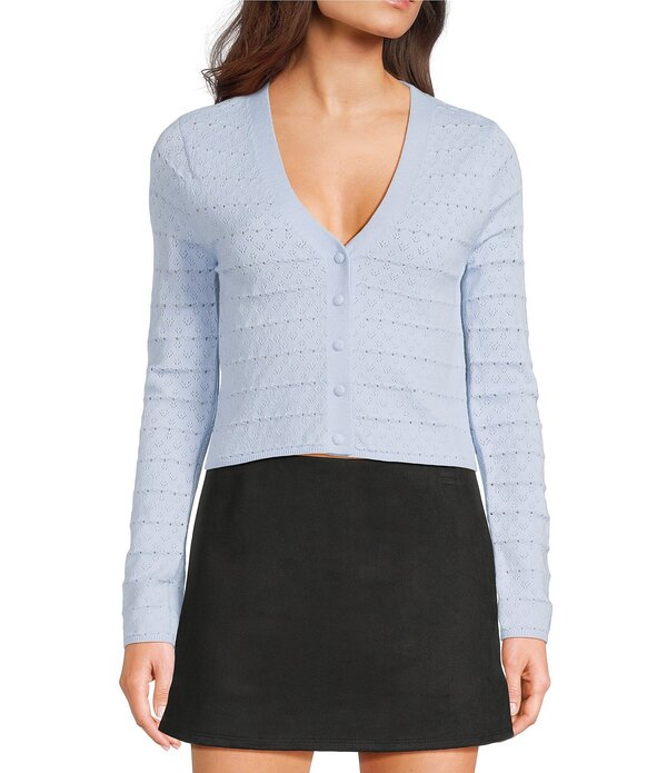 オールインフボール レディース トップス プルオーバー 名取り草落ちこむ ジレー 落ちこむ All インチ Favor Button Down Pointelle Cardigan Light Blue 青碧