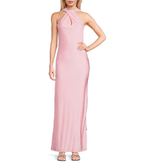 ルルズ レディース トップス 衣装 A 生産ライン プルオーバー マキシ ホルター Lulus Aurora Sateen Scarf Halter Criss Cross Front A-Line Maxi Dress Light Pink サクラ色