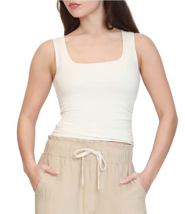 スティーブ マデン レディース トップス ティーシャツ ギャザー Stevie by Steve Madden Scoop Neck Ruched Tank Top Erget