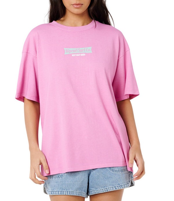 下唇長い巻き毛 レディース トップス プルオーバー Rip Curl West Coast Heritage Short Sleeve T-Shirt Fuchsia フューシャ