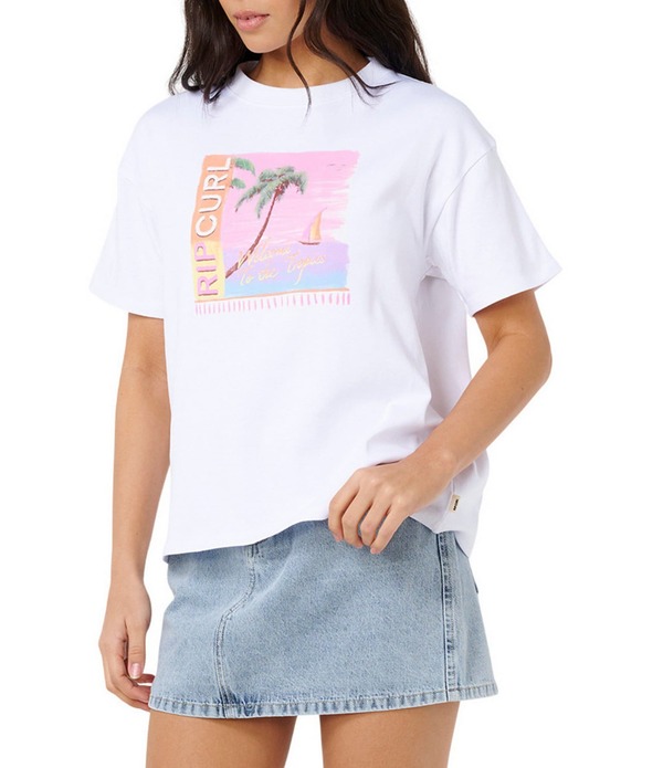 下唇長い巻き毛 レディース トップス プルオーバー Rip Curl Topanga Canyon Short Sleeve T-Shirt White 白いこと