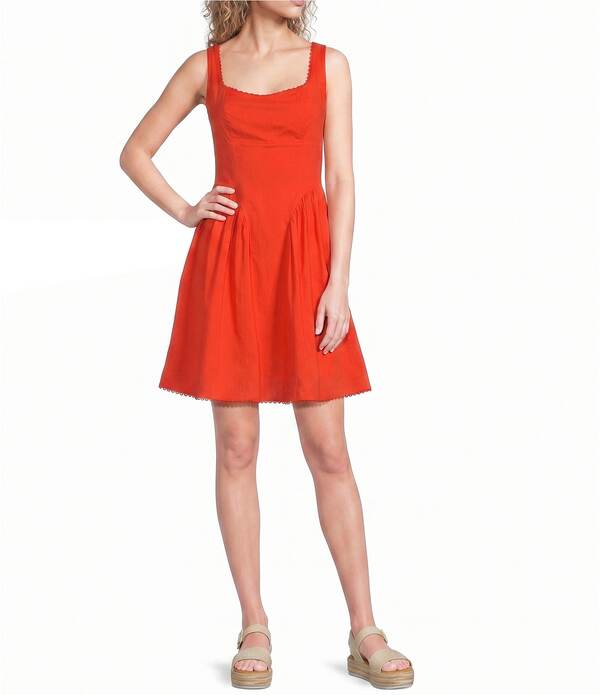 I.N.サンフランシスコ レディース トップス ワンピース I.N. San Francisco Square Neck Fit And Flare Dress Poppy｜ReVida 店