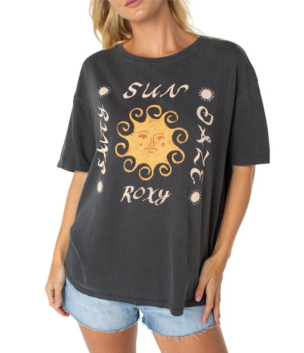 ロキシー レディース トップス シャツ グラフィック Roxy Sun Daze Short Sleeve Graphic Oversized T-Shirt Phantom｜ReVida 店