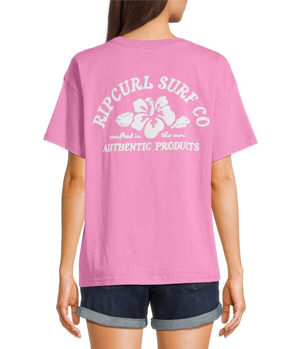 下唇長い巻き毛 レディース トップス プルオーバー Rip Curl Surf Puff Party Pack Super Pink Short Sleeve T-Shirt Super Pink さくら色