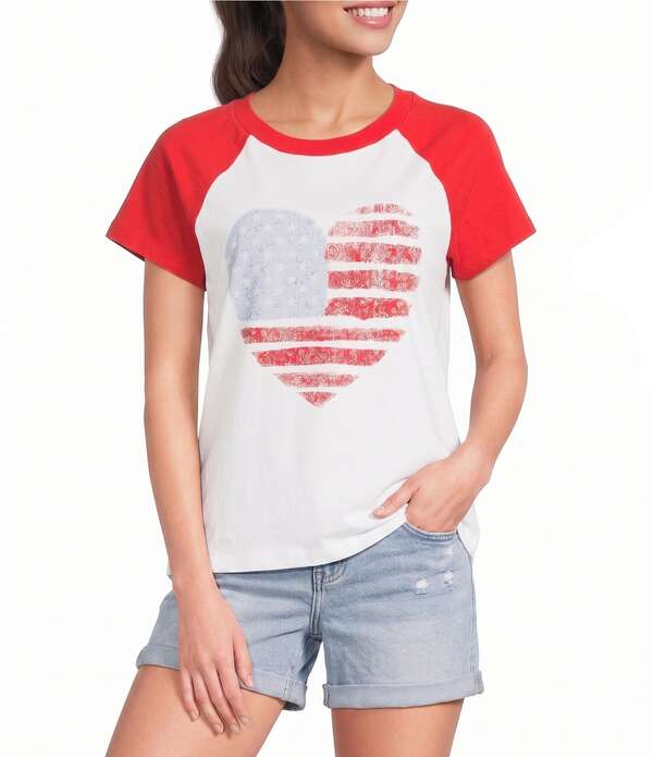 信号旗 アンド アンセム レディース トップス プルオーバー Flag and Anthem Short Sleeve Flag Raglan Tee White/Red 白いこと