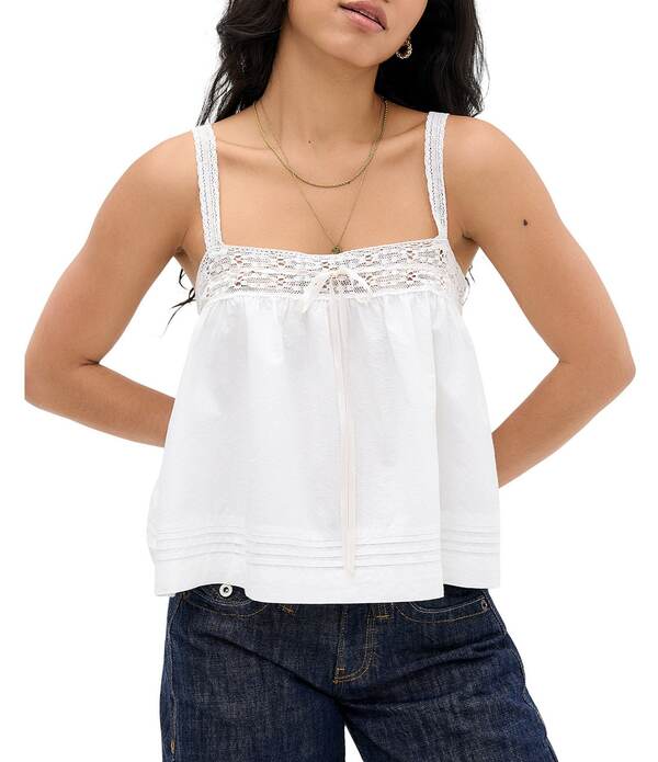 アーバンアウトフィッターズ レディース トップス ティーシャツ BDG Urban Outfitters Lumi Woven Babydoll Cami White 白いこと