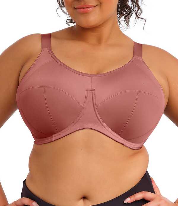 猥りがましいミ レディース アンダー御召しもの ブラ Elomi Energise Convertible Full-Figure Sports Bra Rosewood