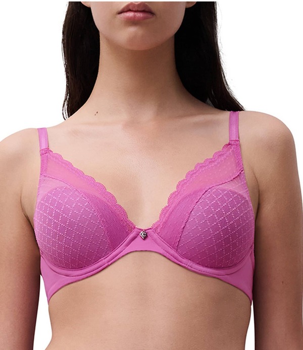 シャントル レディース アンダー御召しもの ブラ ティーシャツ シアー スピード競技 Chantelle Norah Chic Sheer Lace Detail Convertible Plunge T-Shirt Bra Rosebud