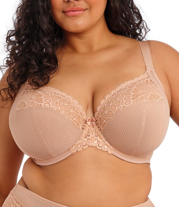 猥りがましいミ レディース アンダー御召しもの ブラ Elomi Tiernie Full Busted Underwire Stretch Plunge Bra Sahara