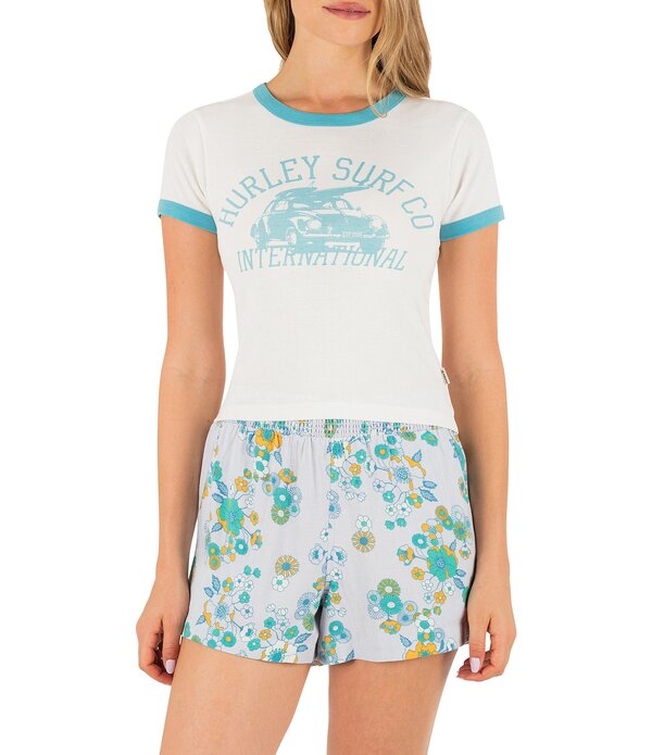 ハーレー レディース トップス プルオーバー 肋筋 編み物 Hurley Speedway Ribbed Knit Short Sleeve Baby T-Shirtofu