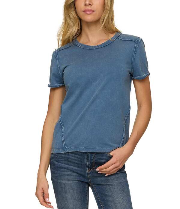 フラッグ アンド アンセム レディース トップス シャツ Flag and Anthem Juliette Short Sleeve T-Shirt Washed Indigo インディゴ|ReVida 店