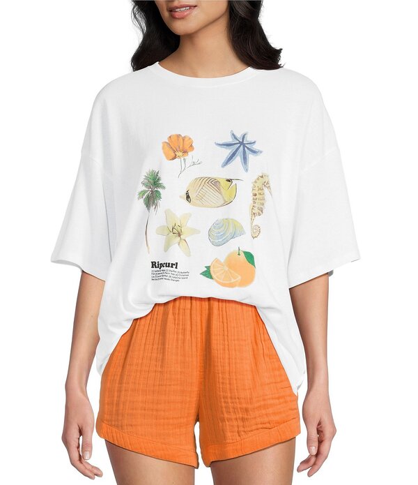 下唇長い巻き毛 レディース トップス プルオーバー Rip Curl Poolside Heritage Short Sleeve T-Shirt Optical White 白いこと