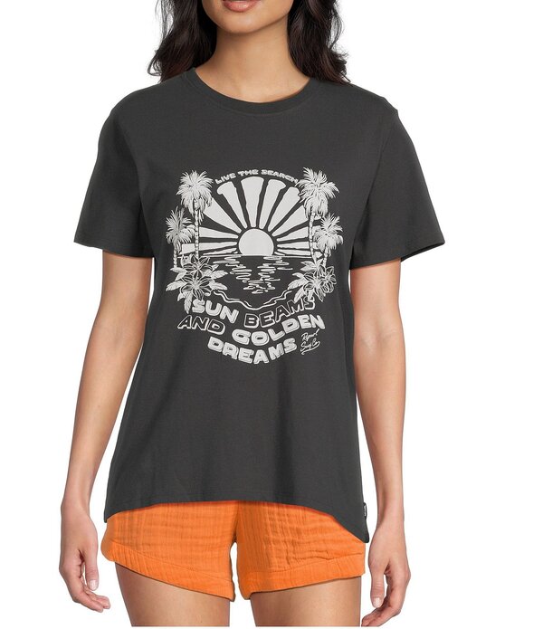 下唇長い巻き毛 レディース トップス プルオーバー Rip Curl Sun Beamshort Sleeve T-Shirt Washed Black 黒いこと