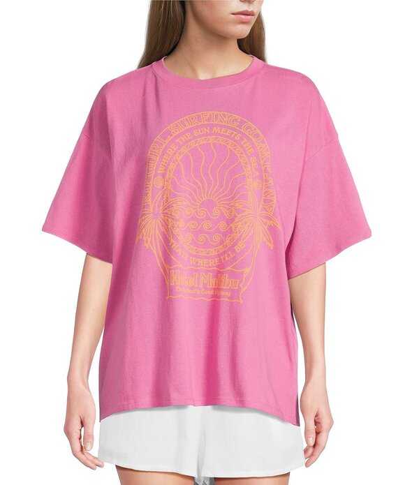 下唇長い巻き毛 レディース トップス プルオーバー Rip Curl Hotel Malibu Short Sleeve T-Shirt Super Pink さくら色