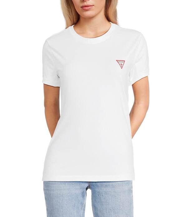 ゲス レディース トップス ティーシャツ ミニ Guess Mini Triangle Short Sleeve T-Shirt White 白いこと