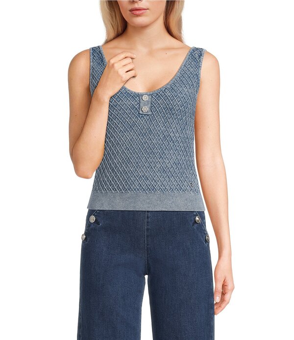 ゲス レディース トップス プルオーバー プルオーバー ノースリーブ 編み物 Guess Lylah Sleeveless Patterned Sweater Knitank Top Moonlit Night