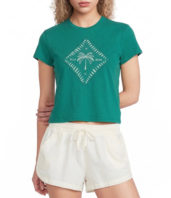 散らし広告ボン レディース トップス プルオーバー Billabong Check Me In Short Sleeve T-Shirt Climbing Ivy 照合のしるし