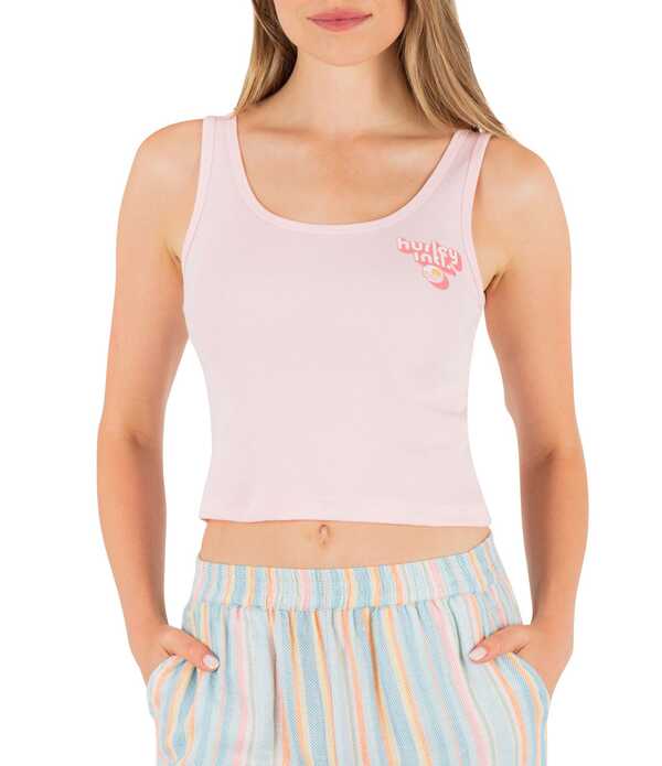 ハーレー レディース トップス プルオーバー 肋筋 クロップド 編み物 Hurley Groovy Cropped Ribbed Knitank Top Sunrise Pink さくら色