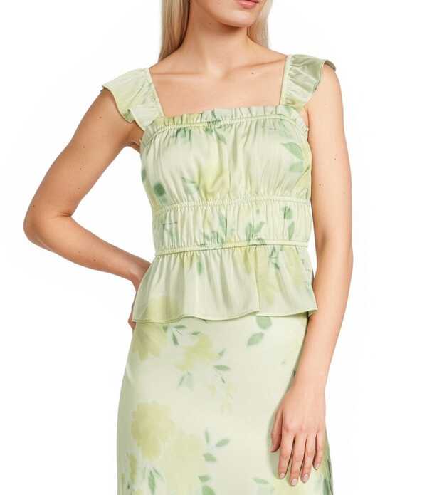ジービー レディース トップス シャツ フラワー柄 プリント サテン フラワー GB Woven Yellow Floral Print Coordinating Satin Tank Light Yellow イエロー|ReVida 店