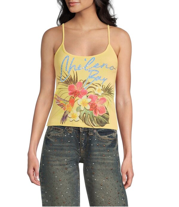 アーバンアウトフィッターズ レディース トップス プルオーバー 御花柄 ノースリーブ 御花 BDG Urban Outfitters Chileno Bay Tropical Floral Scoop Neck Sleeveless Camisole Top Yellow 黄色