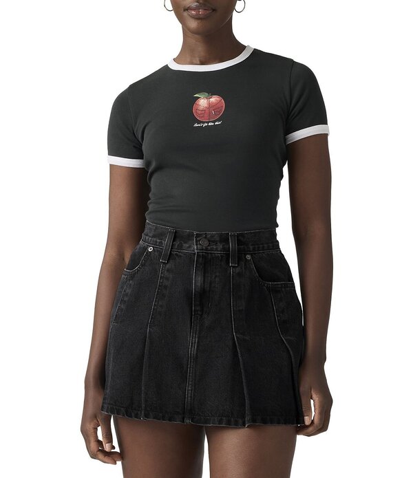 リーヴァイズジーンズ レディース トップス プルオーバー か細い相応う Levi\u0027s Rickie Slim Fit Short Sleeve T-Shirt Black 黒いこと