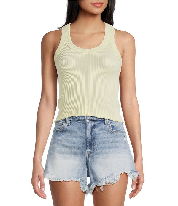 モアモア レディース トップス シャツ リブ Moa Ribbed Scoop Neck Tank Light Banana｜ReVida 店