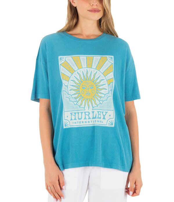 ハーレー レディース トップス プルオーバー Hurley Lumina Boyfriend T-Shirt Blue Moon 青碧