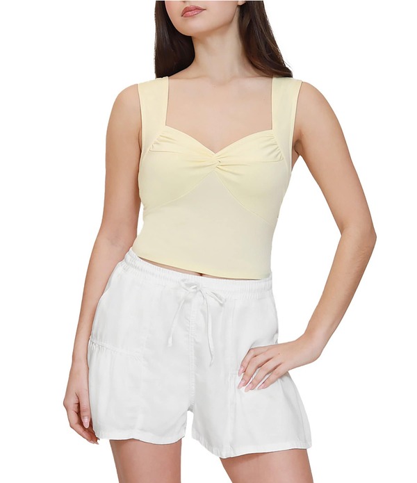 スティーブ マデン レディース トップス プルオーバー ノースリーブ Stevie by Steve Madden Sweetheart Neck Twist Front Sleeveless Tank Butter Yellow 黄色