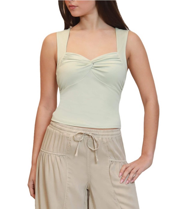スティーブ マデン レディース トップス プルオーバー ノースリーブ Stevie by Steve Madden Sweetheart Neck Twist Front Sleeveless Tank Meadow Mist