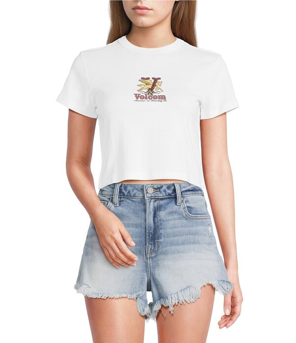 ボルコム レディース トップス プルオーバー クロップド Volcom Short Sleeve 三酸化ヒ素 If Cropped Baby Tee White 白いこと