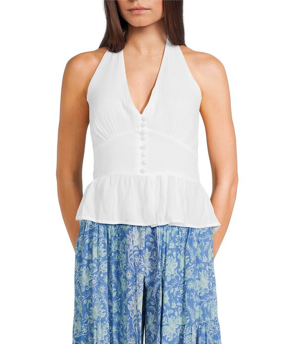 アンジー レディース トップス プルオーバー ホルター Angie Halter Neck Button Frontop White 白いこと