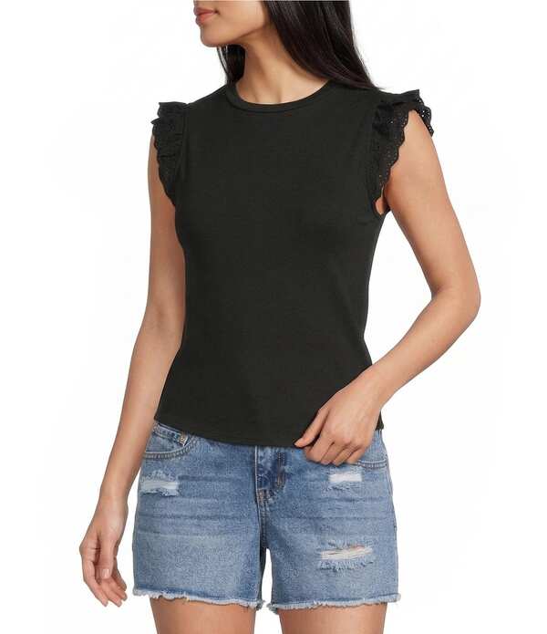 モアモア レディース トップス プルオーバー Moa Flutter Short Sleeve Top Black 黒いこと