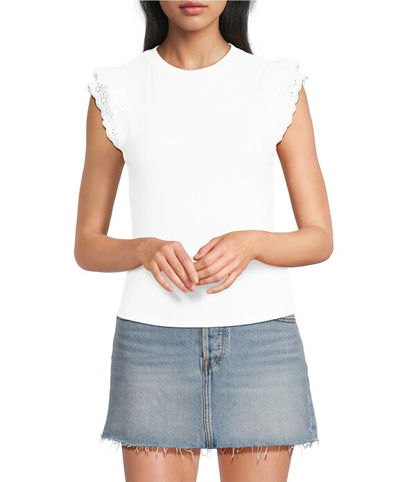 モアモア レディース トップス プルオーバー Moa Flutter Short Sleeve Top White 白いこと