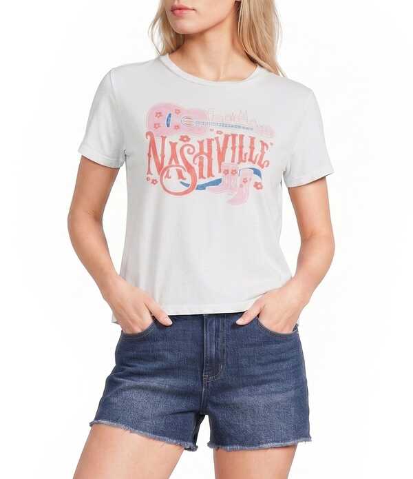 ジャンクボンネット レディース トップス プルオーバー Junk Food Nashville Guitar Short Sleeve Tee Vintage White 白いこと