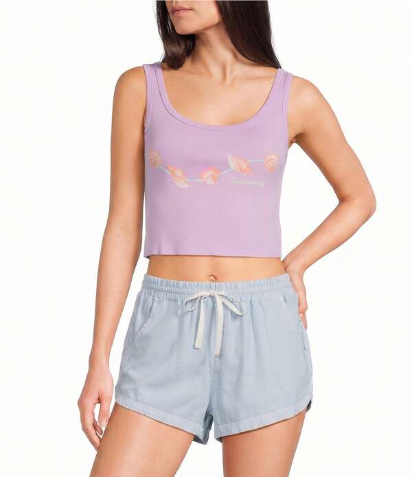 散らし広告ボン レディース トップス プルオーバー ノースリーブ クロップド Billabong Beachcombing Sleeveless Cropped Tank Top Vintage Violet 相撲取り草