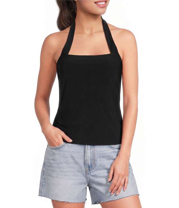 モアモア レディース トップス プルオーバー ホルター Moa Straight Halter Neck Top Black 黒いこと
