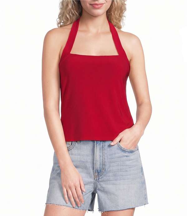 モアモア レディース トップス プルオーバー ホルター Moa Straight Halter Neck Top Red 赤いこと