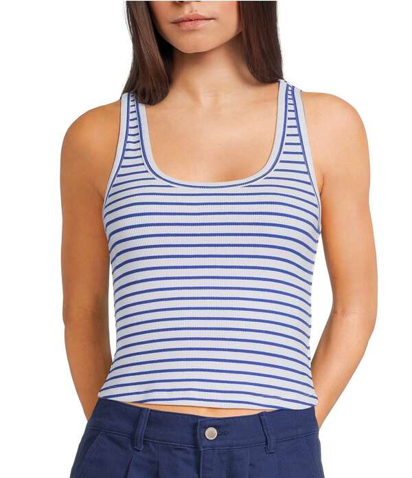カッパーキー レディース トップス プルオーバー Copper Key Danielle Ameriana Striped Scoop Neck Tank Navy/White 白いこと