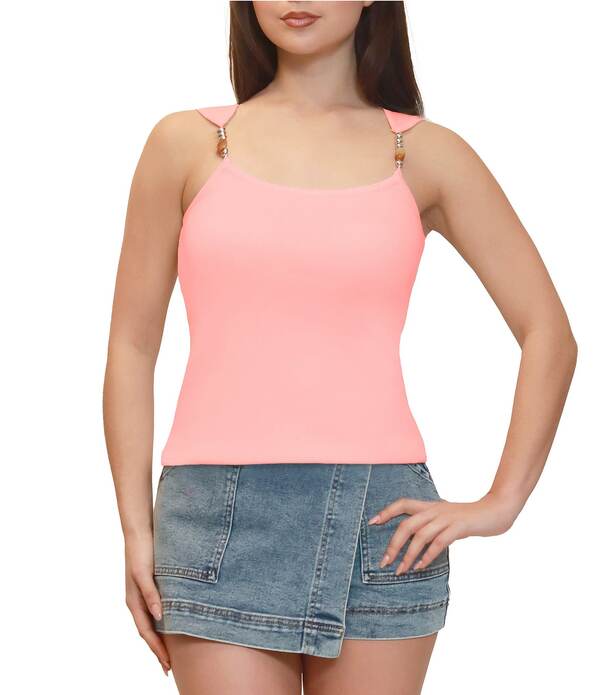 スティーブ マデン レディース トップス ティーシャツ ティーシャツ Stevie By Steve Madden Beaded Trim Sweater Tank Sugar Coral コーラル