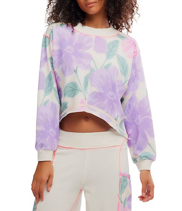 フリーピープル レディース トップス ティーシャツ 労働者の一団のど首 編み物 Free People Summer Loving Long Sleeve Crew Necknit Pullover Ivory Combo 象牙色