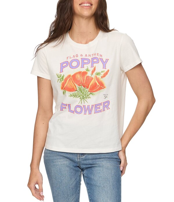 信号旗 アンド アンセム レディース トップス プルオーバー グラフィック Flag and Anthem Short Sleeve Graphic Poppies Tee White 白いこと