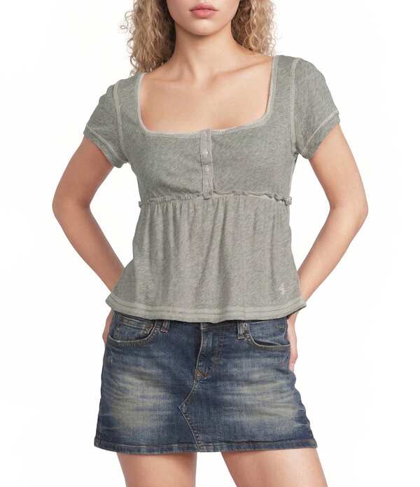 アーバンアウトフィッターズ レディース トップス プルオーバー 編み物 BDG Urban Outfitters Brittney Knit Babydoll Top Grey 薄墨色