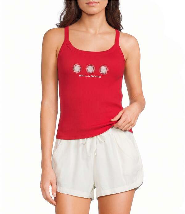 散らし広告ボン レディース トップス プルオーバー ノースリーブ Billabong Day Trip Forever Sleeveless Tank Top Fiesta Red 赤いこと