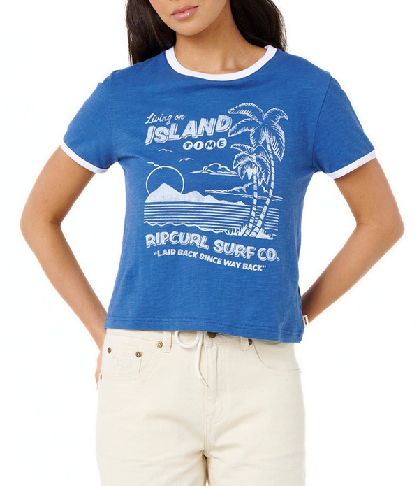下唇長い巻き毛 レディース トップス プルオーバー Rip Curl Island Time Short Sleeve Slub T-Shirt Vintage Navy 米国海軍