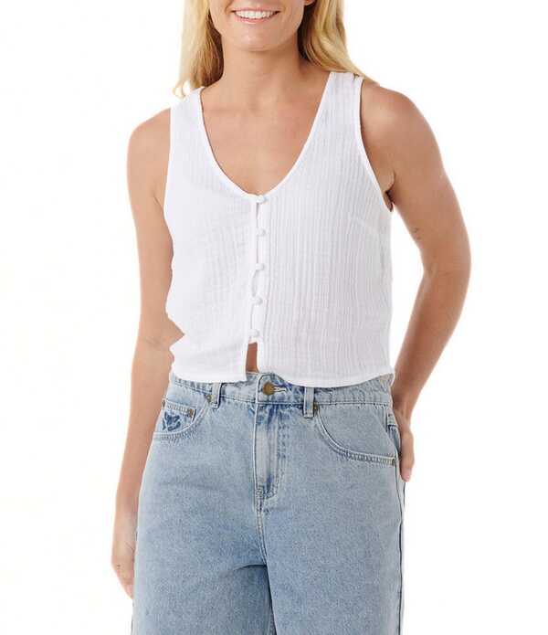 下唇長い巻き毛 レディース トップス プルオーバー ノースリーブ Rip Curl Premium Surf Sleeveless Gauze Tank Top White 白いこと