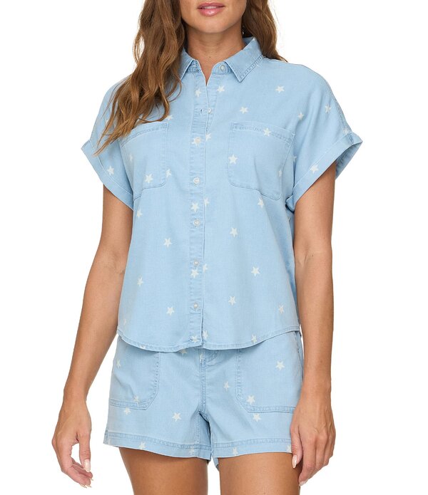信号旗 アンド アンセム レディース トップス ティーシャツ Flag and Anthem Short Sleeve Quincy Coordinating Star Shirt Light Wash