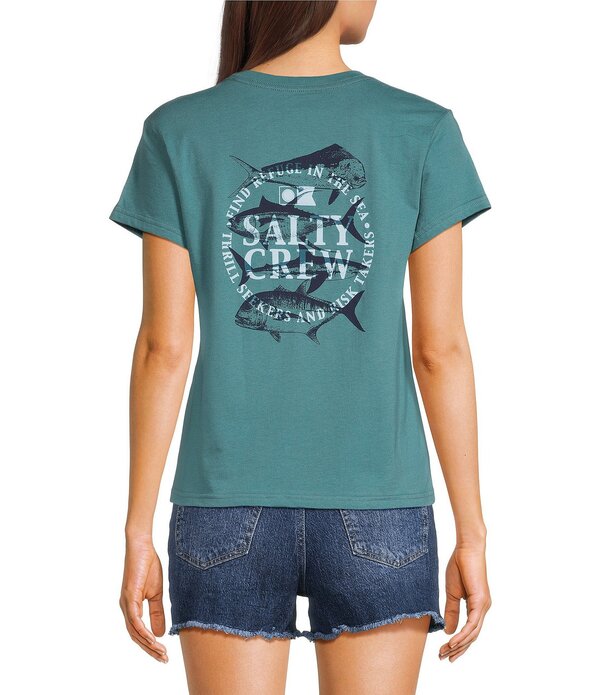 ソルティークルー レディース トップス プルオーバー オーバーレイ 旗がしら Salty Crew Overlay Modern Cap Sleeve T-Shirteal ティール