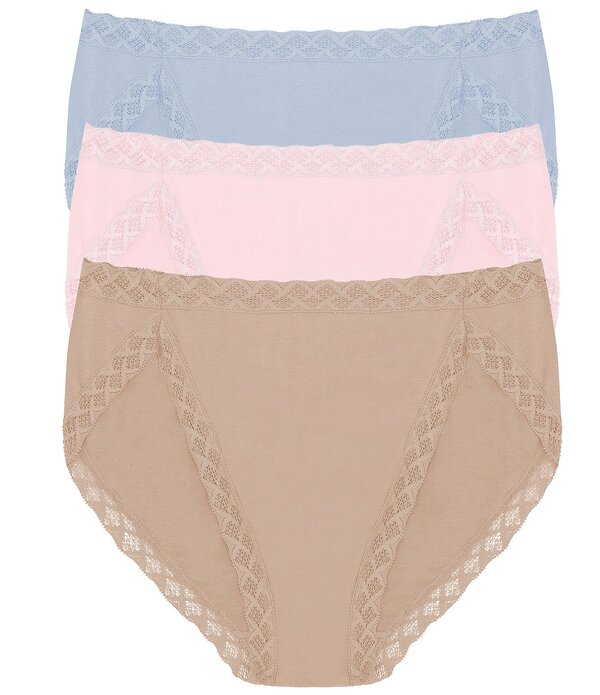 ナトリ レディース アンダー御召しもの ズボン下 Natori Blisstretch French-Cut Brief Panty 3-Pack Blue Mist/Delicate Rose/Light Mocha 青碧